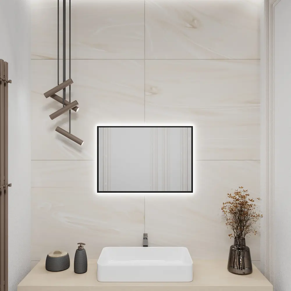 Фото 2 Зеркало для ванной Alumirror 6040свет 6040чер6000к с подсветкой 40x60см