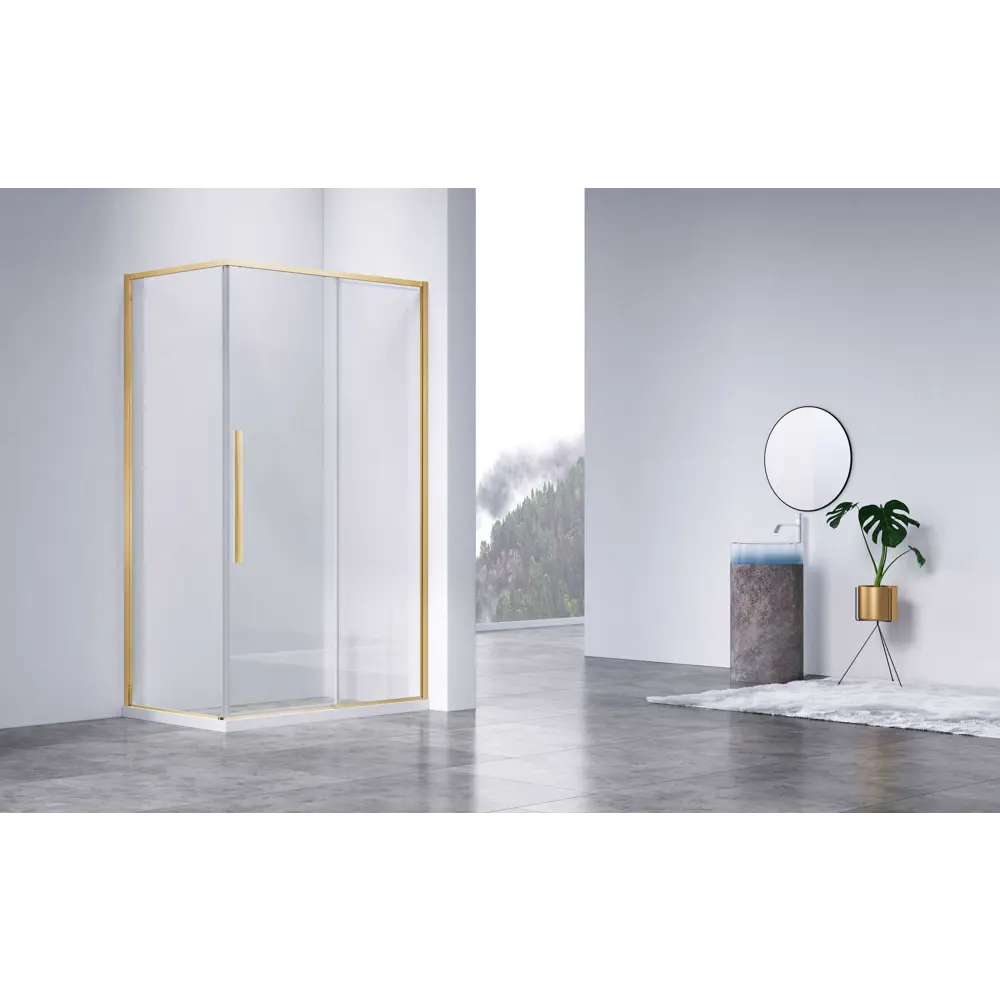 Фото 2 Душевой уголок Vincea Slim-N VSR-4SN8012CLG прямоугольный 120x80см золото профиль эффект стекла прозрачный Фото 2 Душевой уголок Vincea Slim-N VSR-4SN8012CLG прямоугольный 120x80см золото профиль эффект стекла прозрачный