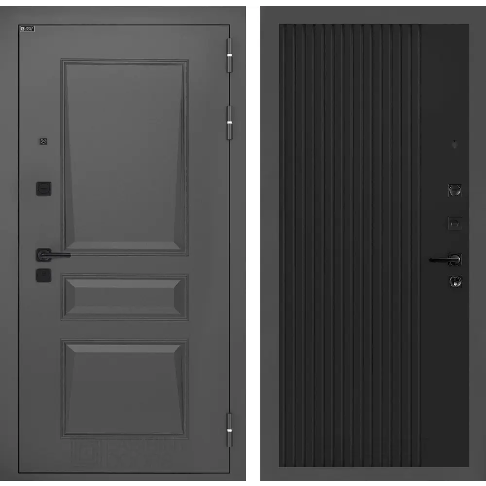 Фото Входная дверь Labirintdoors Орлеан П29 правый 205x88см цвет муар серый 7024 матовый/черный кварц Фото Входная дверь Labirintdoors Орлеан П29 правый 205x88см цвет муар серый 7024 матовый/черный кварц