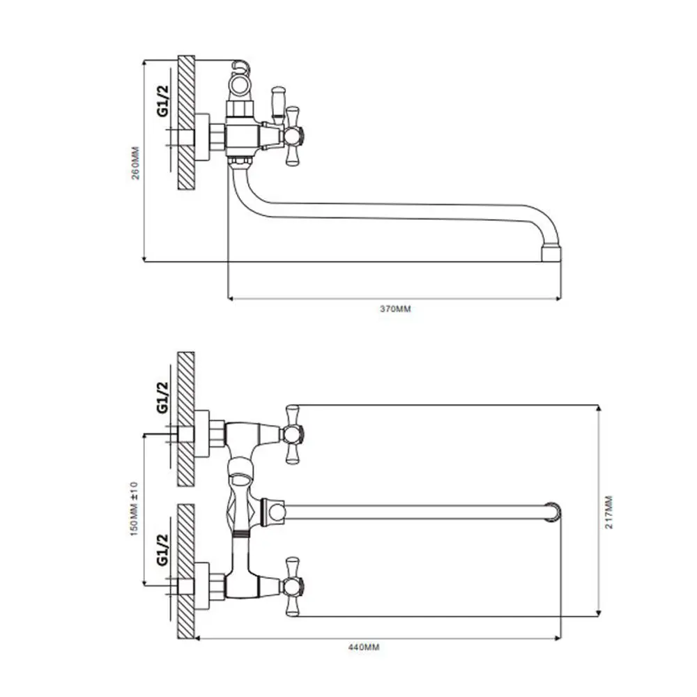 Фото 3 Смеситель для ванны Ekko E22118-6 двухвентильный цвет хром