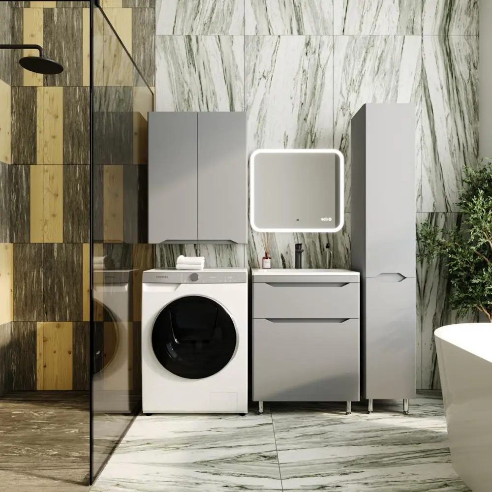 Фото 5 Пенал для ванной Style Line Марелла Plus CC-00002420 с корзиной Люкс антискрейтч цвет серый Фото 5 Пенал для ванной Style Line Марелла Plus CC-00002420 с корзиной Люкс антискрейтч цвет серый