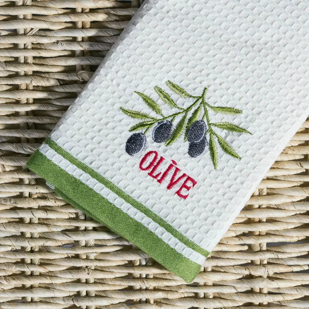 Фото 2 Полотенце Arya home Olive a для кухни 40x60 см цвет экрю/зеленым Фото 2 Полотенце Arya home Olive a для кухни 40x60 см цвет экрю/зеленым