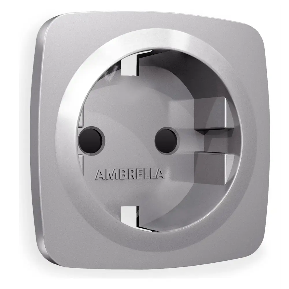 Фото Накладка для розетки с заземлением и со шторками Ambrella volt Omega OP5070 цвет сталь матовая