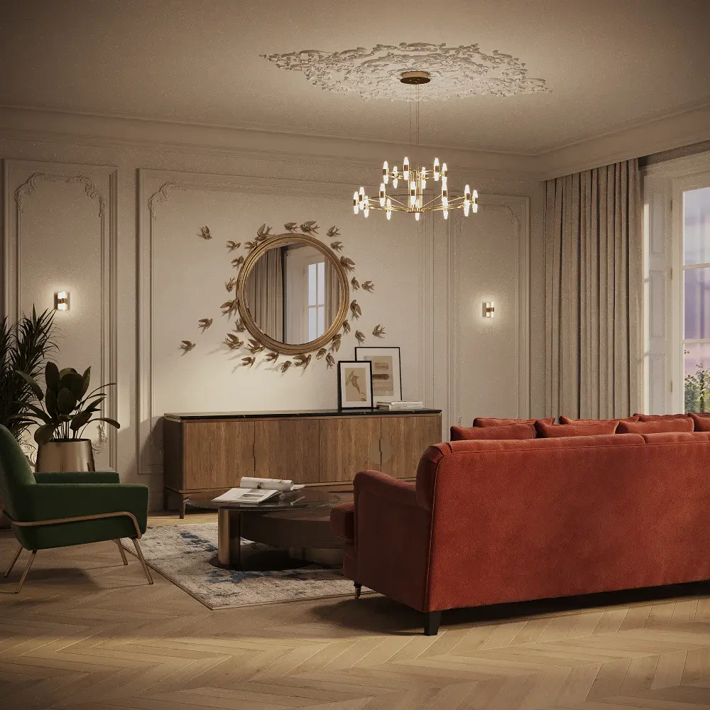Фото 9 Светильник подвесной светодиодный Maytoni Arana Mod401pl-l108bs3k 30 м² теплый белый (желтый) свет цвет латунь