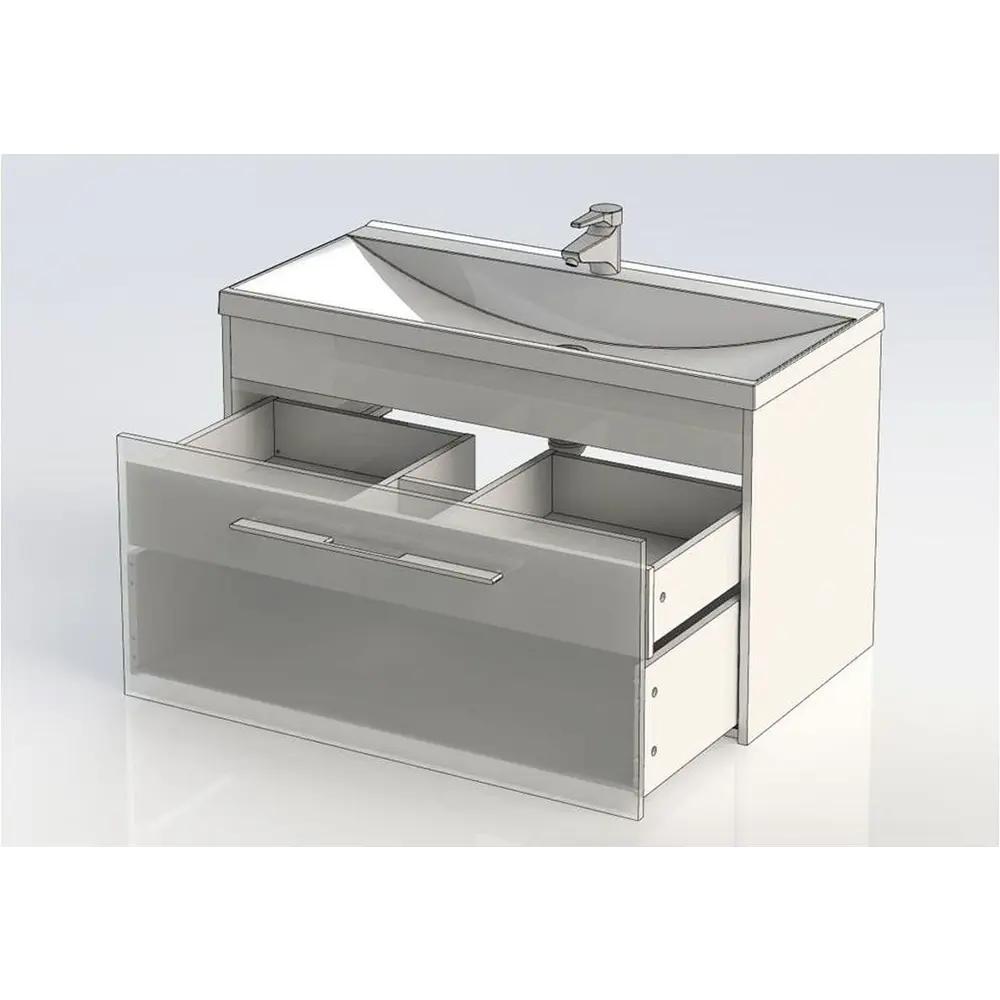 Фото 4 Тумба под раковину Aquanet Августа 00210019 99см подвесная цвет белый