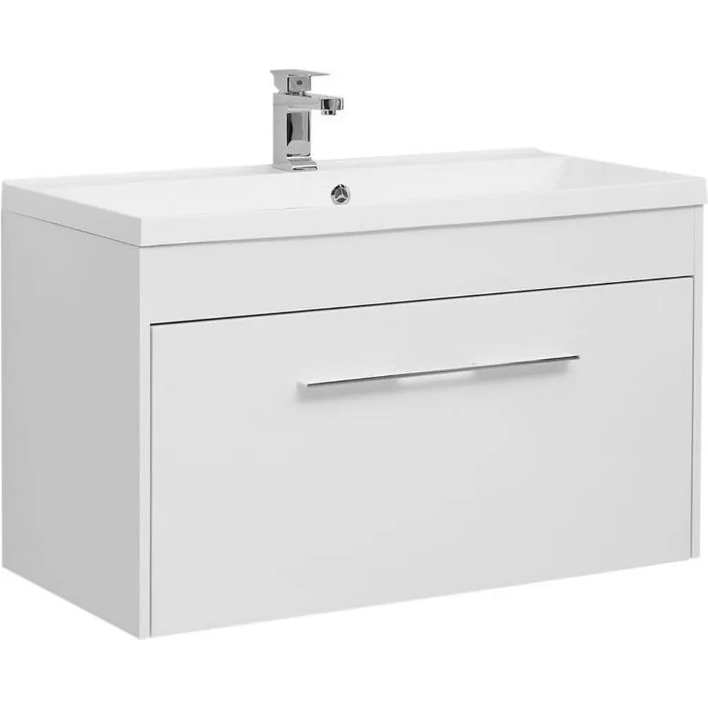 Фото Тумба под раковину Aquanet Августа 00210019 99см подвесная цвет белый