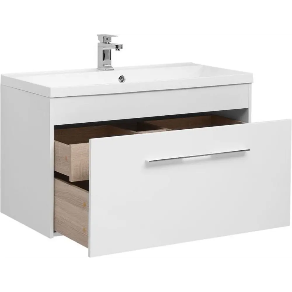 Фото 2 Тумба под раковину Aquanet Августа 00210019 99см подвесная цвет белый