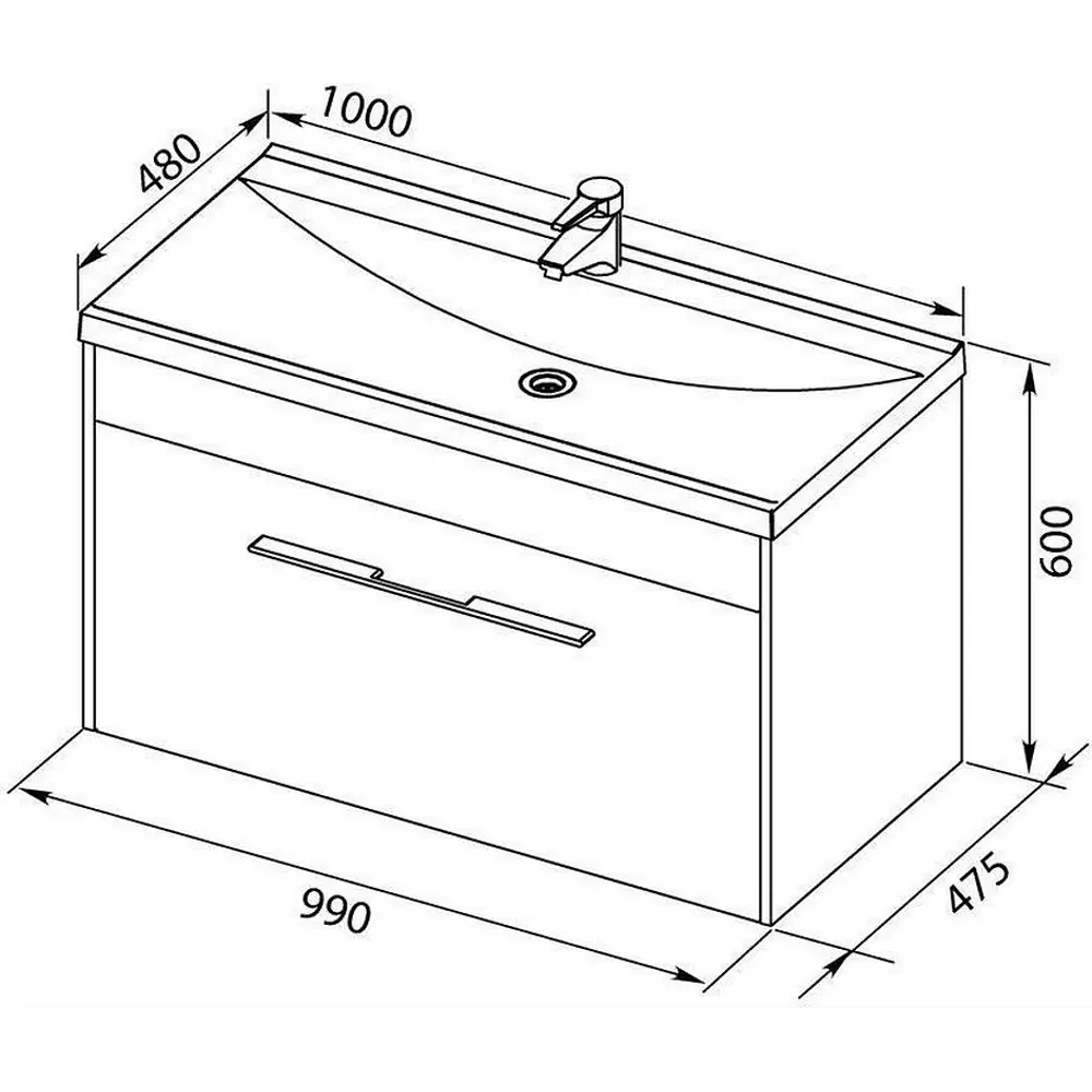 Фото 6 Тумба под раковину Aquanet Августа 00210019 99см подвесная цвет белый