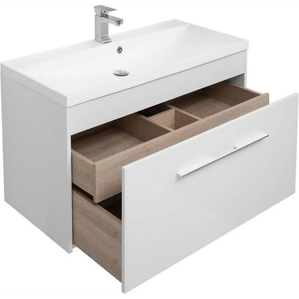 Фото 3 Тумба под раковину Aquanet Августа 00210019 99см подвесная цвет белый