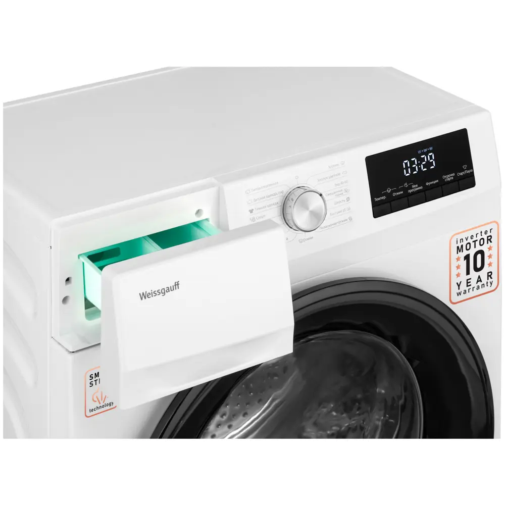 Фото 4 Стиральная машина Weissgauff Wm 61410 Inverter Steam 59.50x84.50x61 см 10 кг цвет белый Фото 4 Стиральная машина Weissgauff Wm 61410 Inverter Steam 59.50x84.50x61 см 10 кг цвет белый
