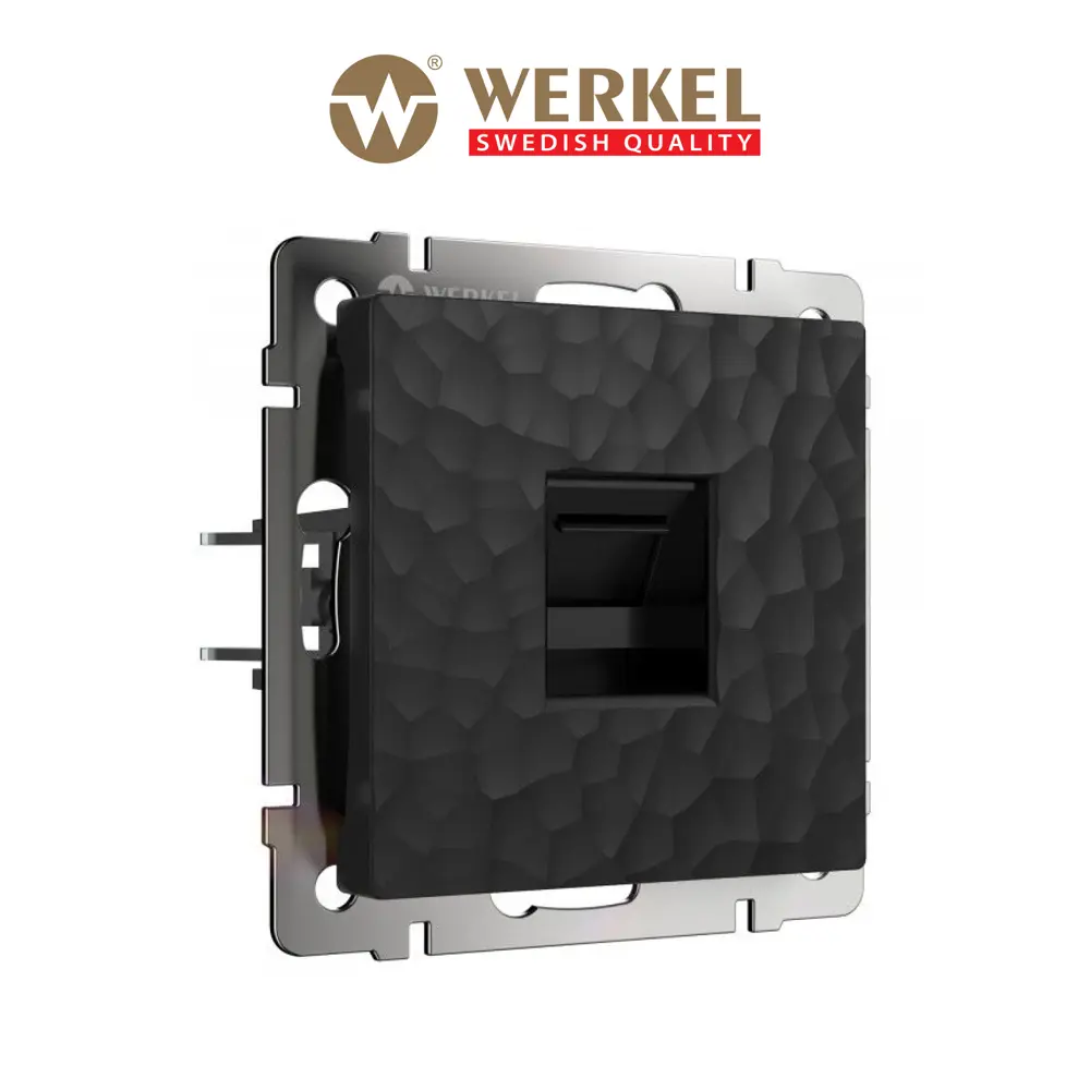 Фото Розетка RJ45 встраиваемая Werkel a052047, цвет черный Фото Розетка RJ45 встраиваемая Werkel a052047, цвет черный