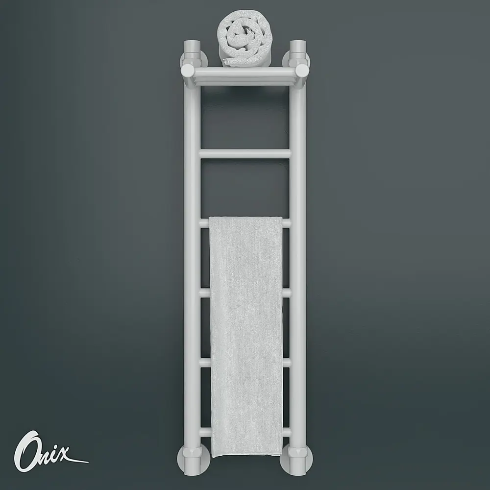 Фото 2 Полотенцесушитель водяной лестница Onix Classic plus white 80x20 см нижняя подводка нержавеющая сталь цвет белый Фото 2 Полотенцесушитель водяной лестница Onix Classic plus white 80x20 см нижняя подводка нержавеющая сталь цвет белый