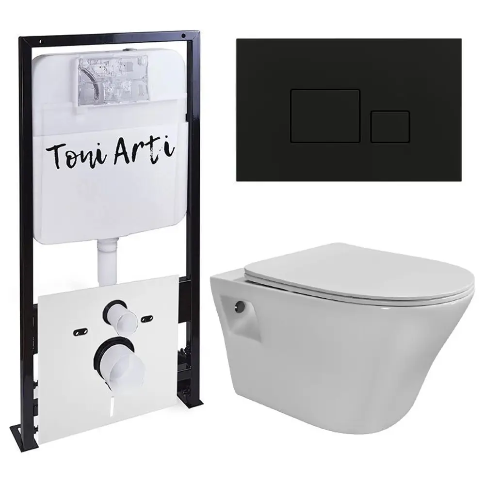 Фото Комплект инсталляция с подвесным унитазом TONI ARTI TA-01 Lamoli с клавишей Tocco TA-0064 с сиденьем с микролифтом Фото Комплект инсталляция с подвесным унитазом TONI ARTI TA-01 Lamoli с клавишей Tocco TA-0064 с сиденьем с микролифтом