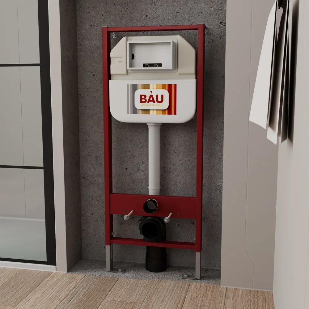 Фото 4 Комплект BAUEDGE NEO45700-BL0001-HQ3-01.02.09 6 в 1: инсталляция 45, унитаз безободковый Dream Hurricane3, сиденье дюропласт, хром кнопка Aquanika