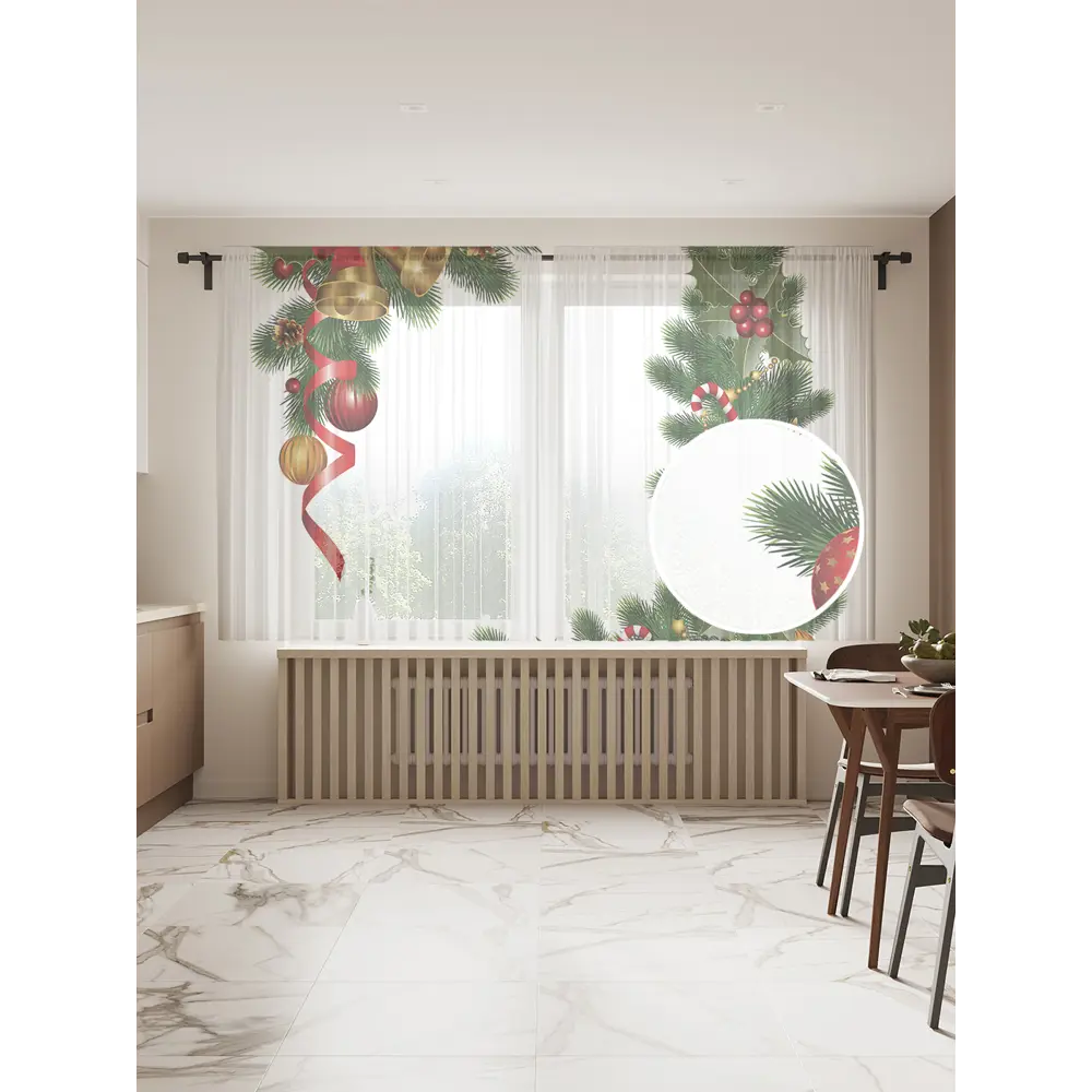 Фото Тюль Joyarty tul_20312_145x180 на шторной ленте 180x290 см цвет красный, зеленый, оранжевый