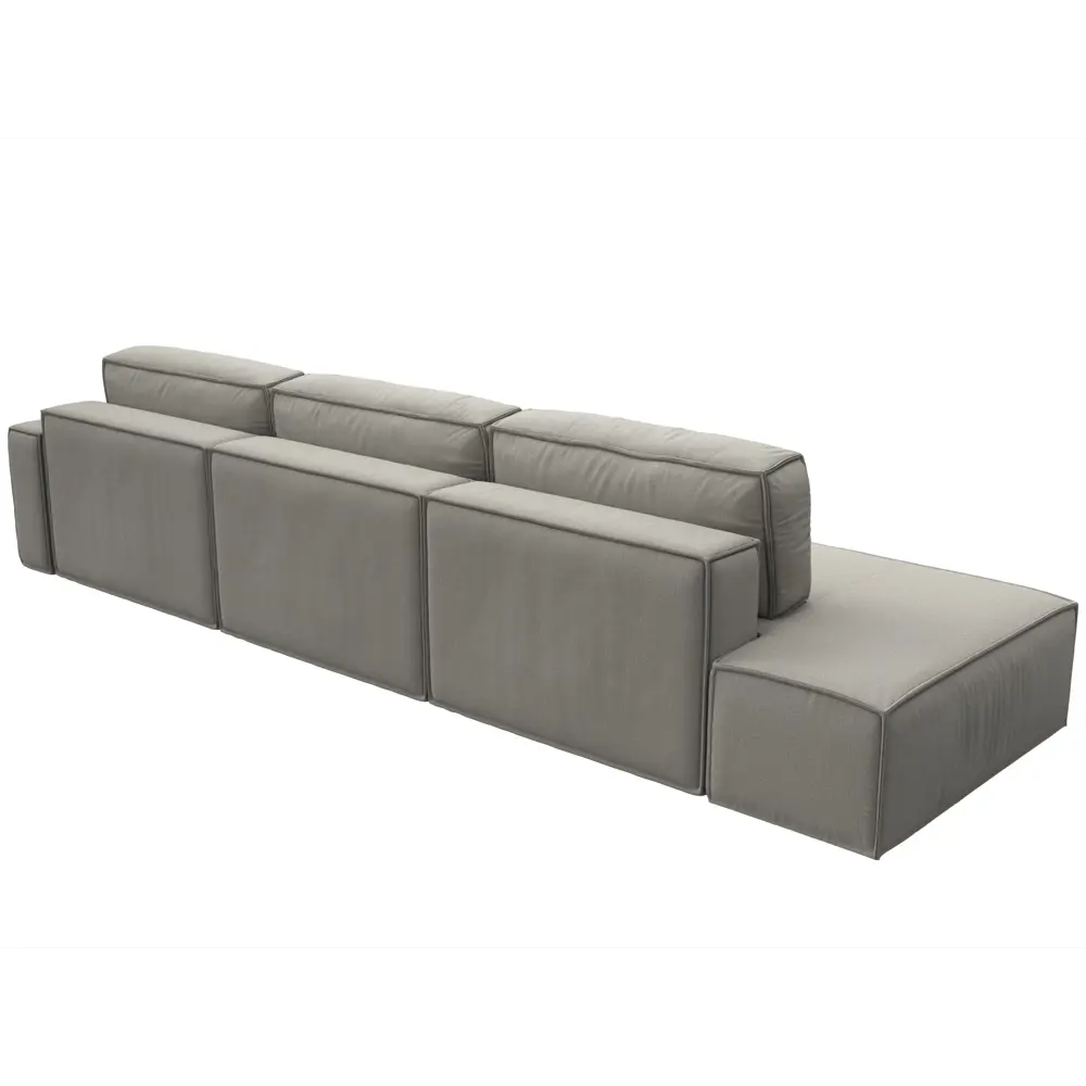 Фото 7 Диван угловой Прага модерн лонг правый угол Лига диванов 125542 380x90x170 см рогожка цвет амур 02 бежевый