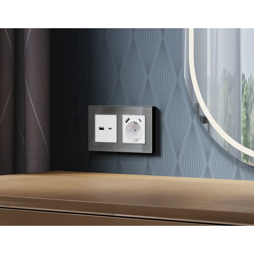 Фото 2 Рамка для розеток и выключателей Ambrella volt Alfa Arctic AF580654 4 поста цвет антрацит серый Фото 2 Рамка для розеток и выключателей Ambrella volt Alfa Arctic AF580654 4 поста цвет антрацит серый