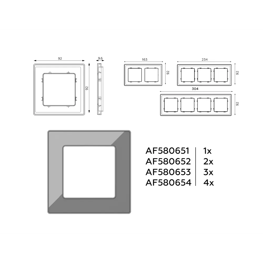 Фото 3 Рамка для розеток и выключателей Ambrella volt Alfa Arctic AF580654 4 поста цвет антрацит серый Фото 3 Рамка для розеток и выключателей Ambrella volt Alfa Arctic AF580654 4 поста цвет антрацит серый