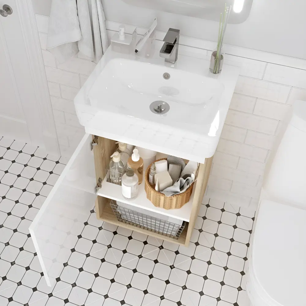 Фото Тумба под раковину в ванную напольная 1Marka Tera 50 цвет дуб Сонома Фото Тумба под раковину в ванную напольная 1Marka Tera 50 цвет дуб Сонома