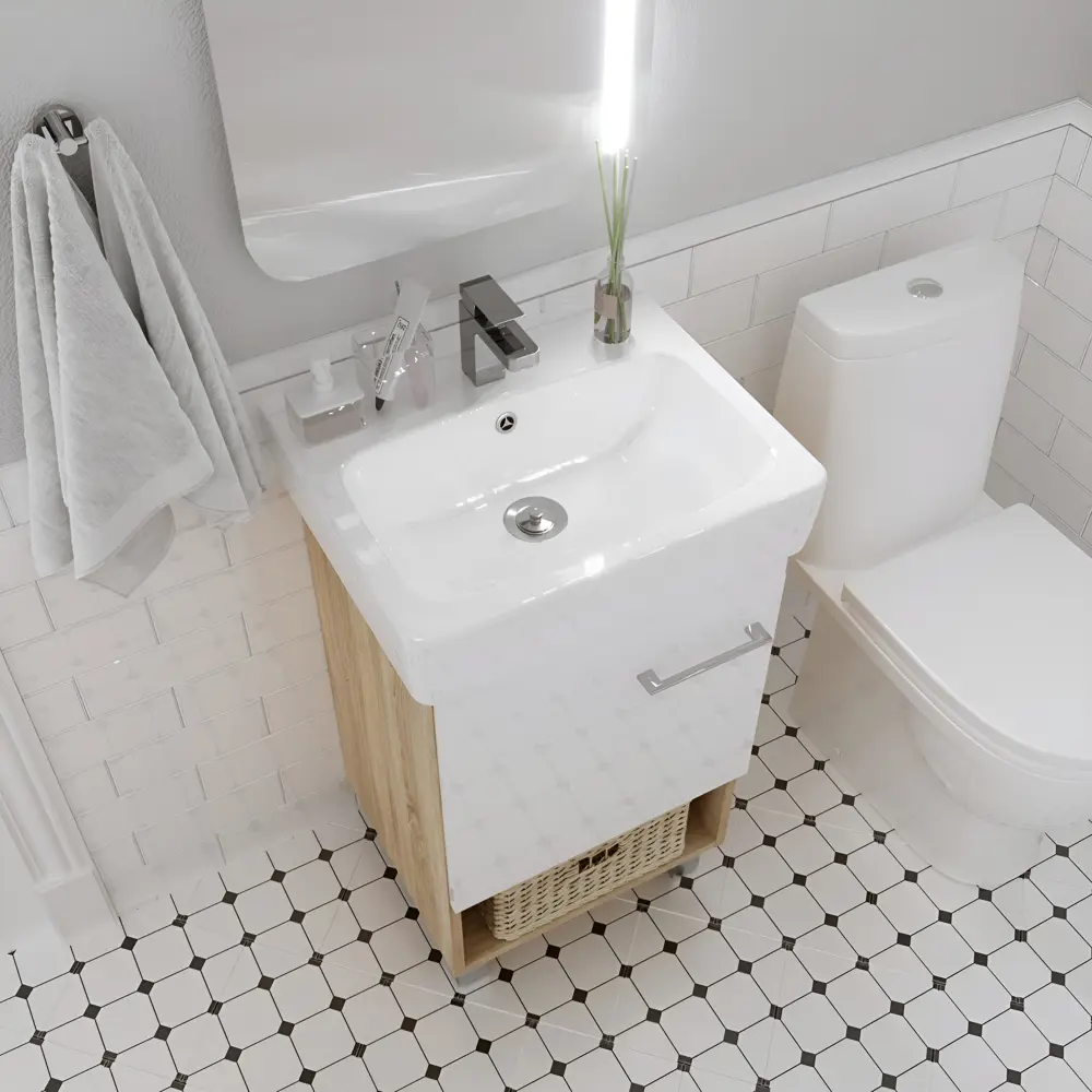 Фото 3 Тумба под раковину в ванную напольная 1Marka Tera 50 цвет дуб Сонома Фото 3 Тумба под раковину в ванную напольная 1Marka Tera 50 цвет дуб Сонома