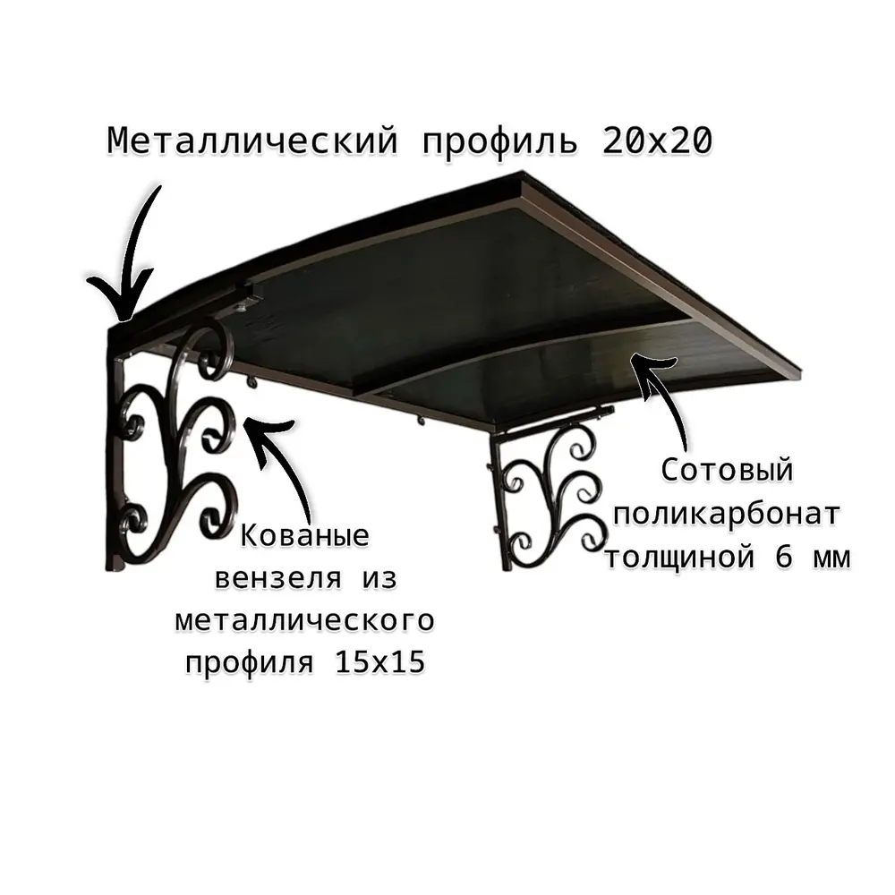 Фото 2 Козырек Artcore YS42KS 80х37х115см коричневый/серый Фото 2 Козырек Artcore YS42KS 80х37х115см коричневый/серый