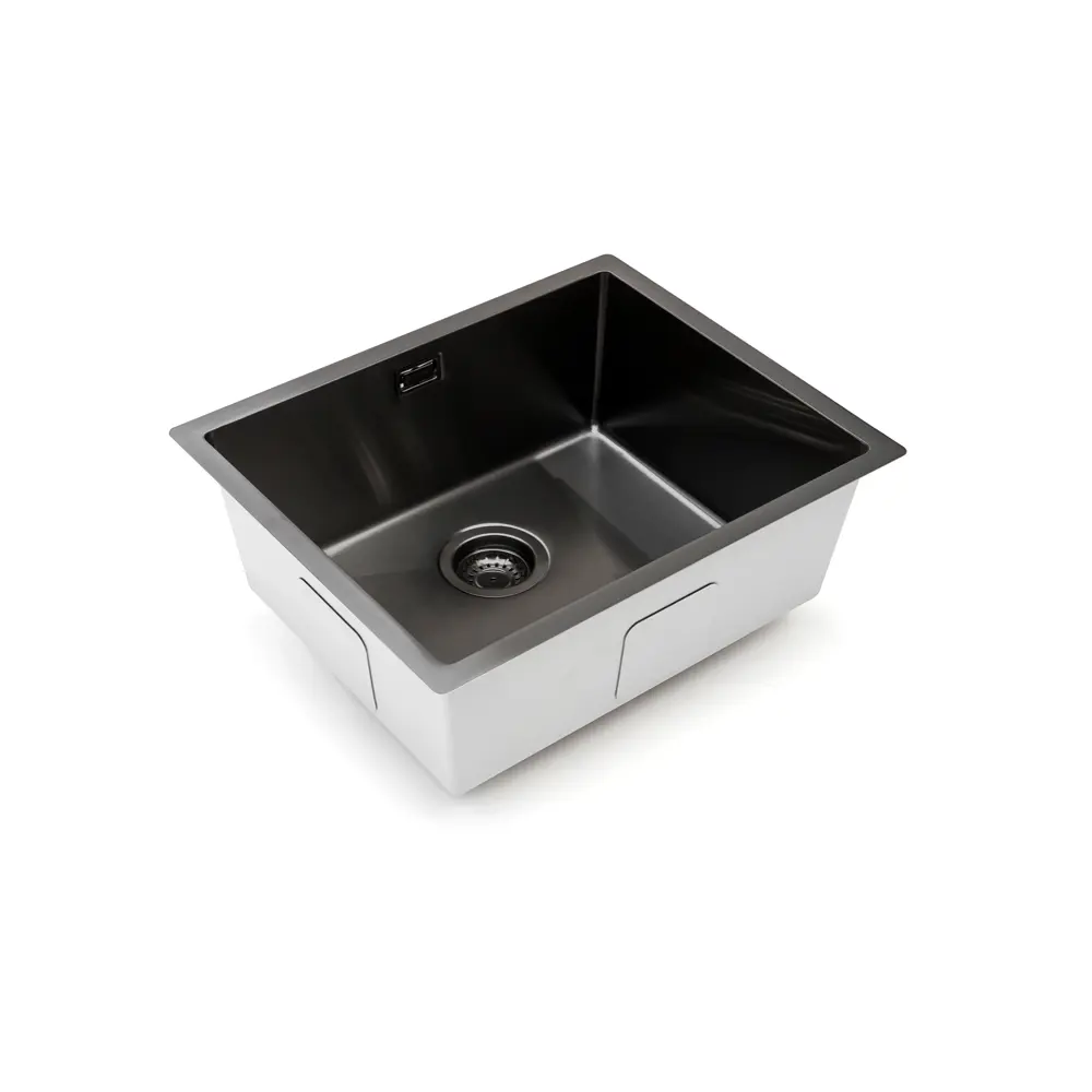 Фото 5 Мойка для кухни врезная Grandex aqua PROLINE 55 ANTHRACITE PVD 45x55 см глубина чаши 20.3 см нержавеющая сталь 304 (хорошая прочность) цвет антрацит Фото 5 Мойка для кухни врезная Grandex aqua PROLINE 55 ANTHRACITE PVD 45x55 см глубина чаши 20.3 см нержавеющая сталь 304 (хорошая прочность) цвет антрацит