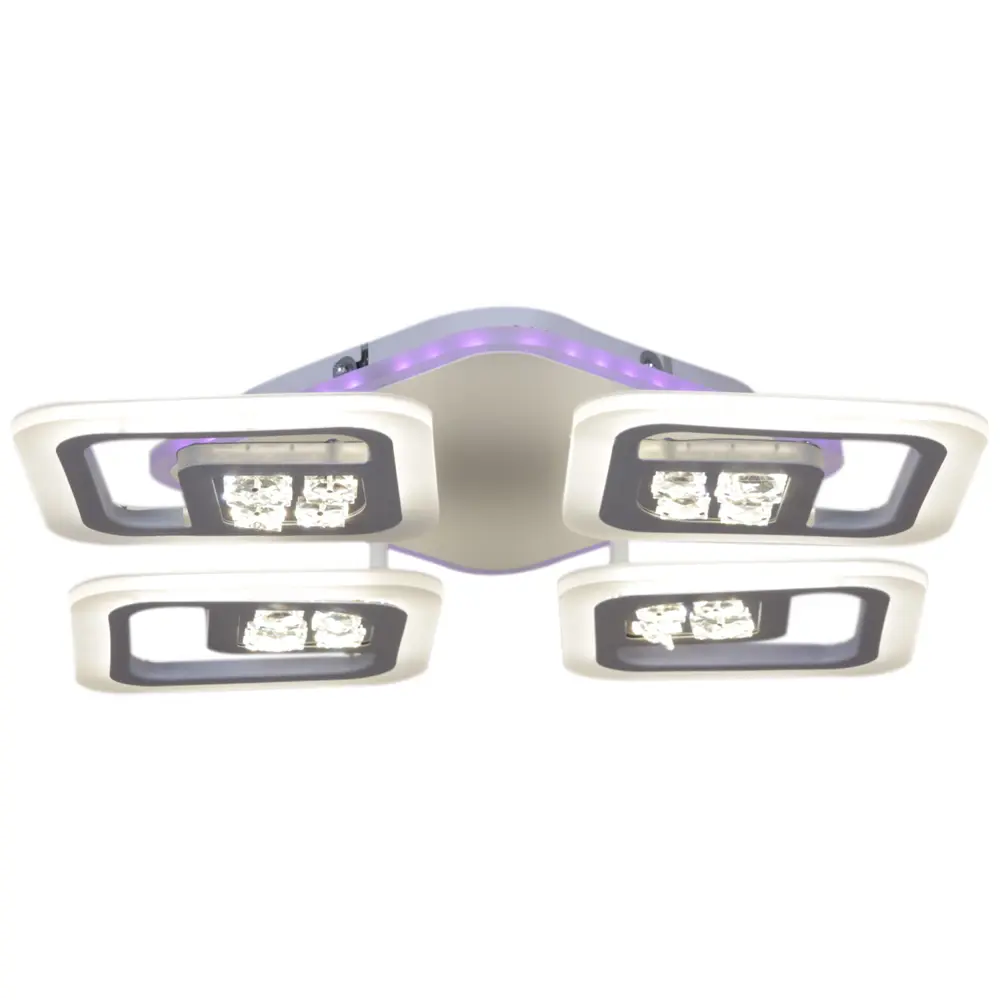 Фото Люстра потолочная светодиодная Reluce 20523-0.3-4+1s wt с пультом управления 14 м² регулируемый белый свет цвет белый/прозрачный Фото Люстра потолочная светодиодная Reluce 20523-0.3-4+1s wt с пультом управления 14 м² регулируемый белый свет цвет белый/прозрачный