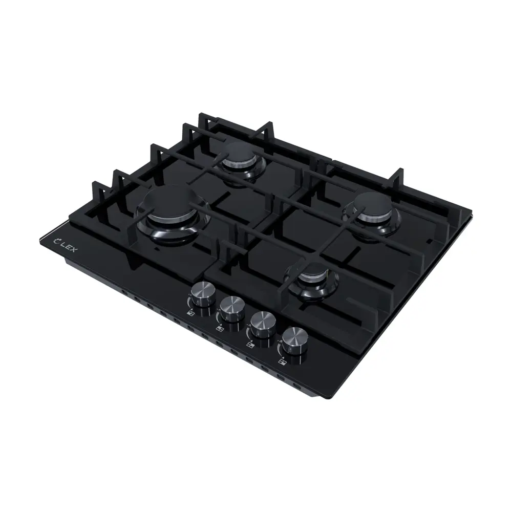 Фото 2 Газовая варочная панель Lex GVG 642A BBL 60 см 4 конфорки цвет black