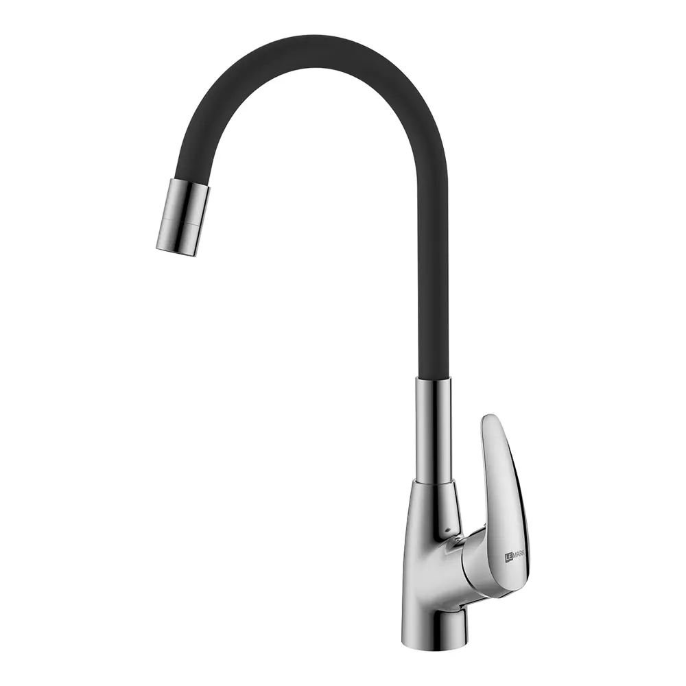 Фото Смеситель для кухни Lemark LM0415C-Black поворотный излив 26.1 см цвет черный