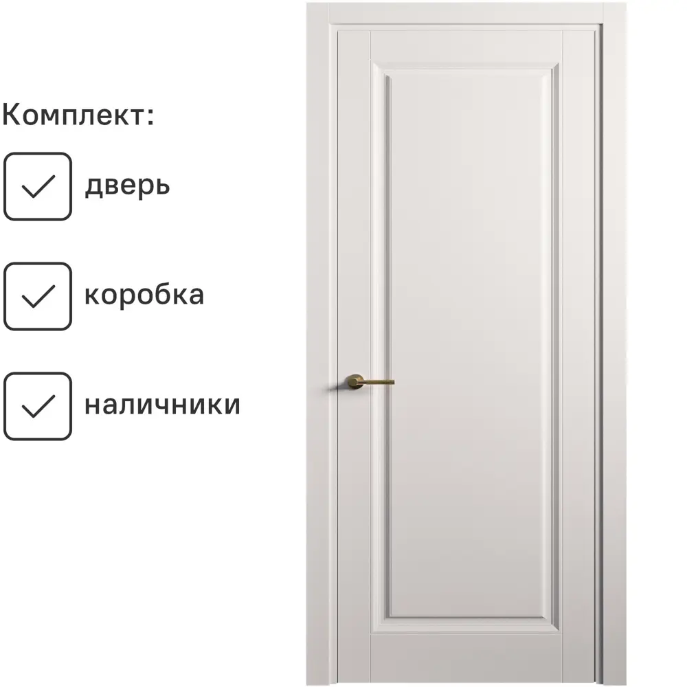Фото Комплект межкомнатной двери Citydoors Венеция 200x70см эмаль глухая цвет белый с коробом и наличниками