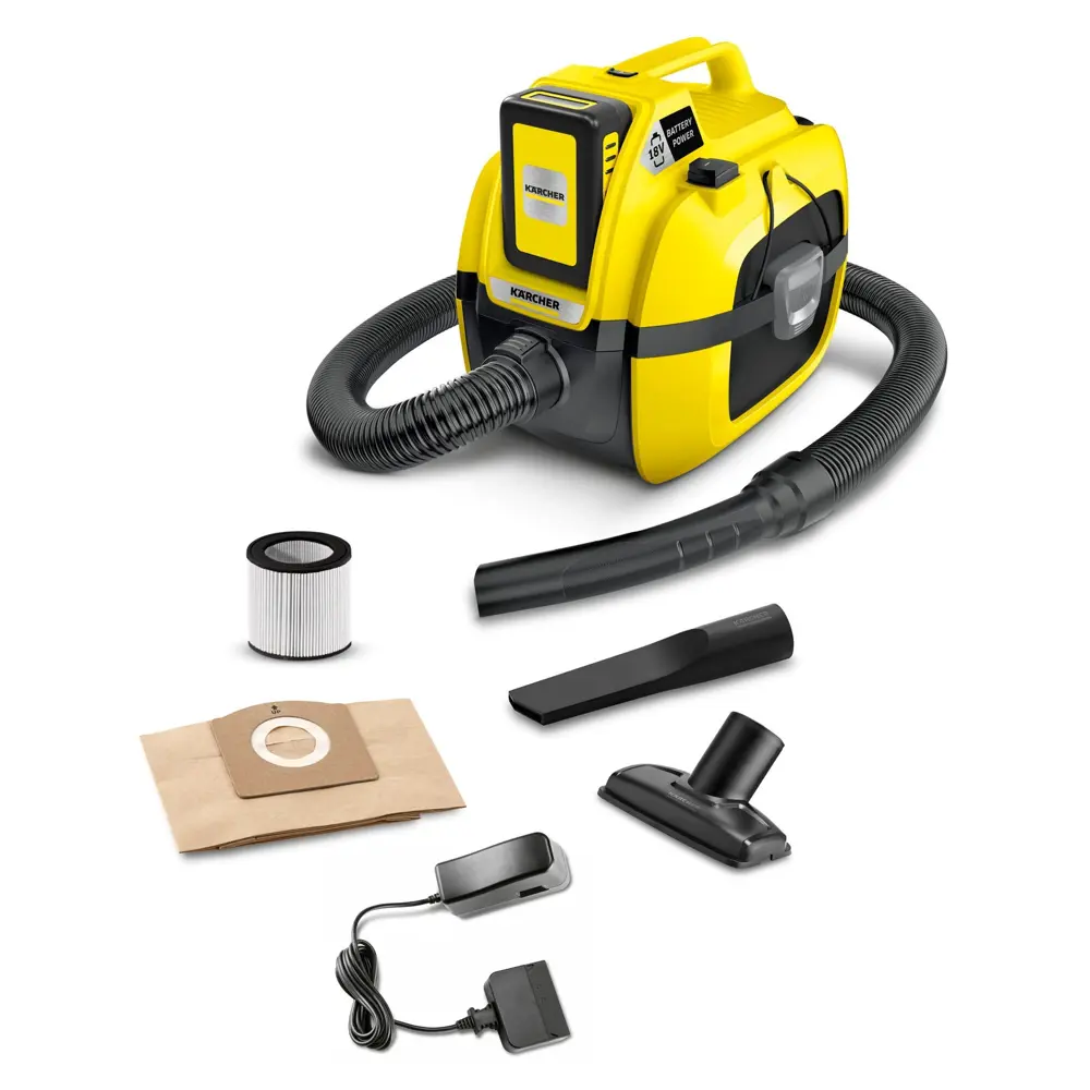 Фото Пылесос строительный аккумуляторный Karcher WD 1 Compact Battery Set, 230 Вт, 7 л Фото Пылесос строительный аккумуляторный Karcher WD 1 Compact Battery Set, 230 Вт, 7 л