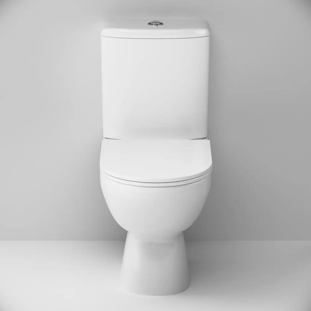 Фото 4 Унитаз напольный компакт AM.PM Gem C908600SC безободковый горизонтальный выпуск двойной слив Фото 4 Унитаз напольный компакт AM.PM Gem C908600SC безободковый горизонтальный выпуск двойной слив