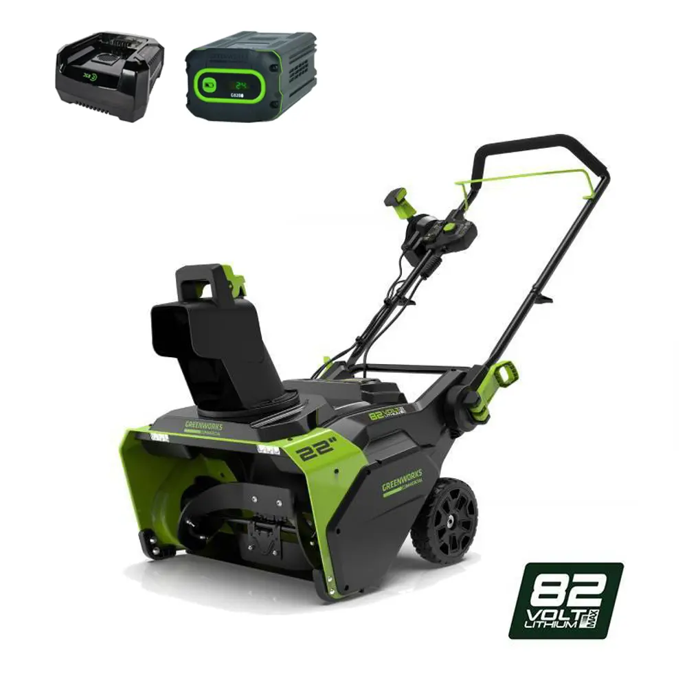 Фото Снегоуборщик аккумуляторный бесщёточный Greenworks 2602507UB НСК 56 см 82 В 1x5 Ач АКБ и ЗУ в комплекте Фото Снегоуборщик аккумуляторный бесщёточный Greenworks 2602507UB НСК 56 см 82 В 1x5 Ач АКБ и ЗУ в комплекте