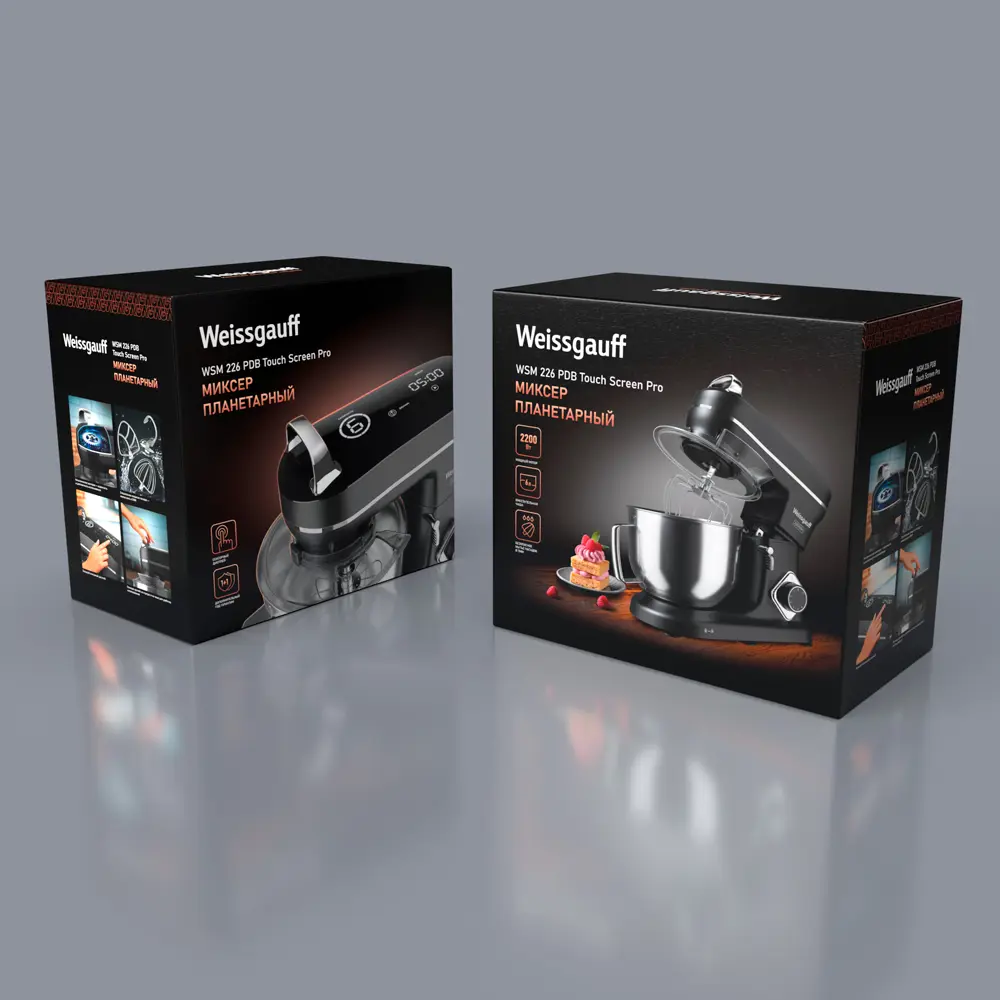 Фото 14 Планетарный миксер Weissgauff 226 PDB Touch Screen Pro 2200 Вт цвет черный
