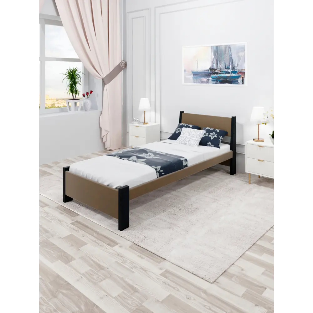 Фото 4 Кровать Solarius Мишка сплошное основание mkr-obiv-rs9-ser90-190-full 100 x 80 x 200 см дерево цвет коричневый/антрацит Фото 4 Кровать Solarius Мишка сплошное основание mkr-obiv-rs9-ser90-190-full 100 x 80 x 200 см дерево цвет коричневый/антрацит