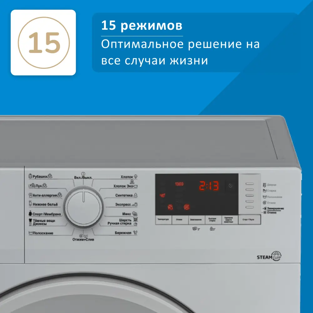 Фото 5 Стиральная машина Beko Wsre6512zss 60x84x41.5 см 6 кг цвет серебристый Фото 5 Стиральная машина Beko Wsre6512zss 60x84x41.5 см 6 кг цвет серебристый