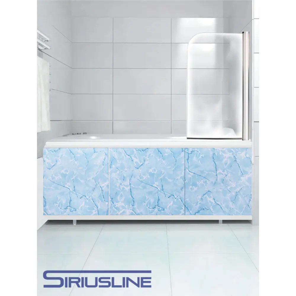 Фото Экран под ванну Siriusline 150 см пластиковый профиль цвет Голубой мрамор Фото Экран под ванну Siriusline 150 см пластиковый профиль цвет Голубой мрамор