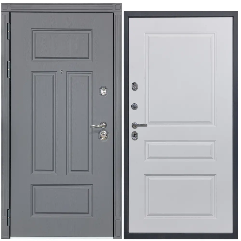 Фото Входная дверь Diva ДХ-29 205x96см левый ясень графит/Д13 белый софт