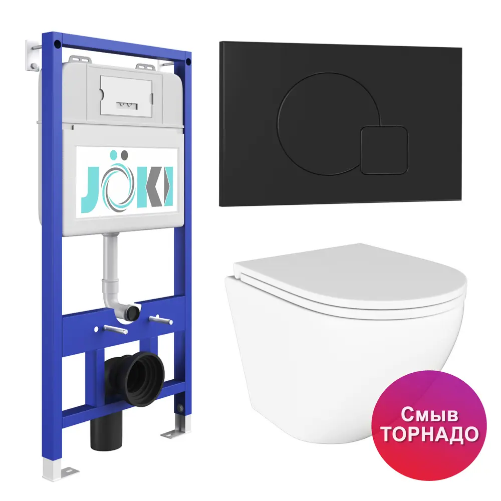 Фото Комплект инсталляция с унитазом Joki JKS110011023BM цвет белый Фото Комплект инсталляция с унитазом Joki JKS110011023BM цвет белый