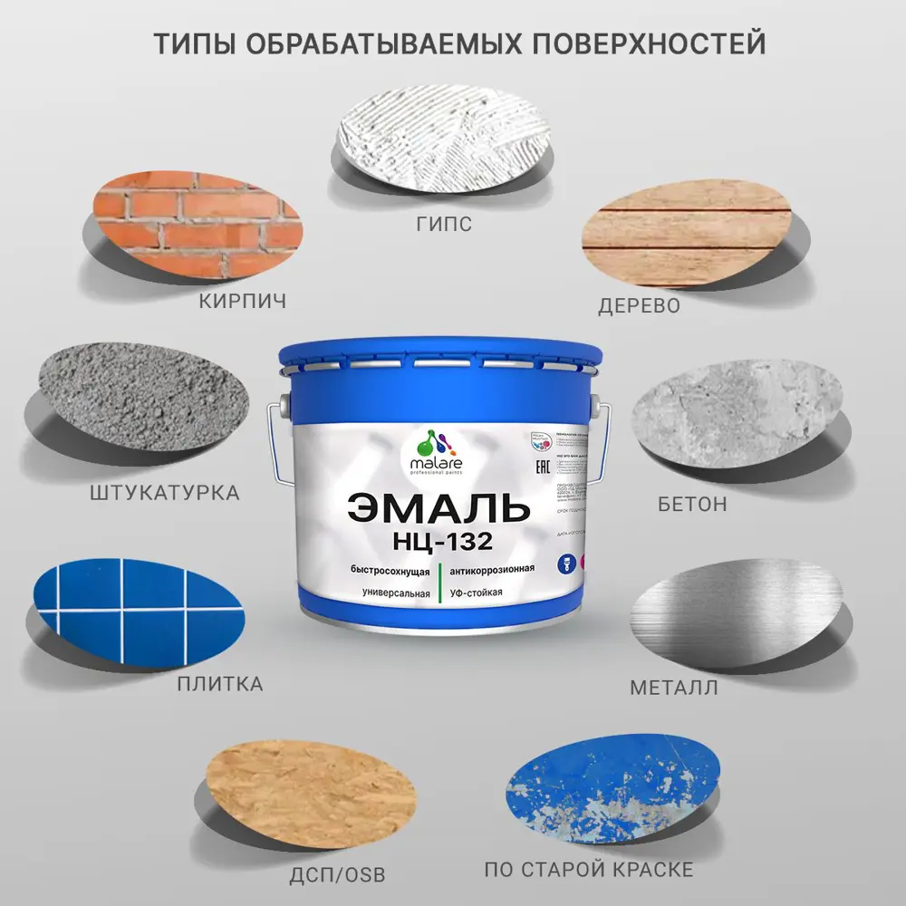 Фото 4 Эмаль универсальная Malare Professional НЦ-132 быстросохнущая цвет RAL 9005 черный матовая 1.25 кг Фото 4 Эмаль универсальная Malare Professional НЦ-132 быстросохнущая цвет RAL 9005 черный матовая 1.25 кг