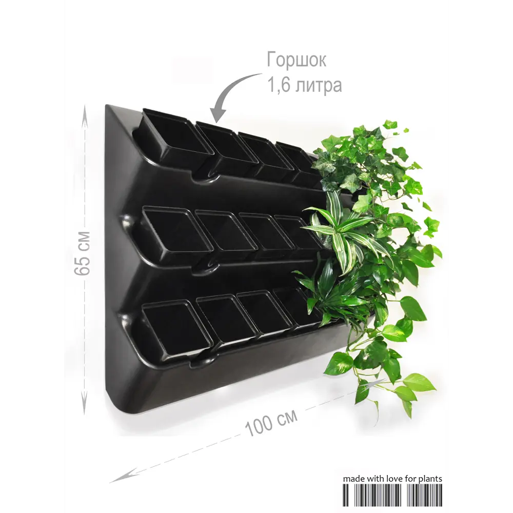 Фото Фитомодуль Boxsand 21 100х65 см 1.6 л пластик черный Фото Фитомодуль Boxsand 21 100х65 см 1.6 л пластик черный