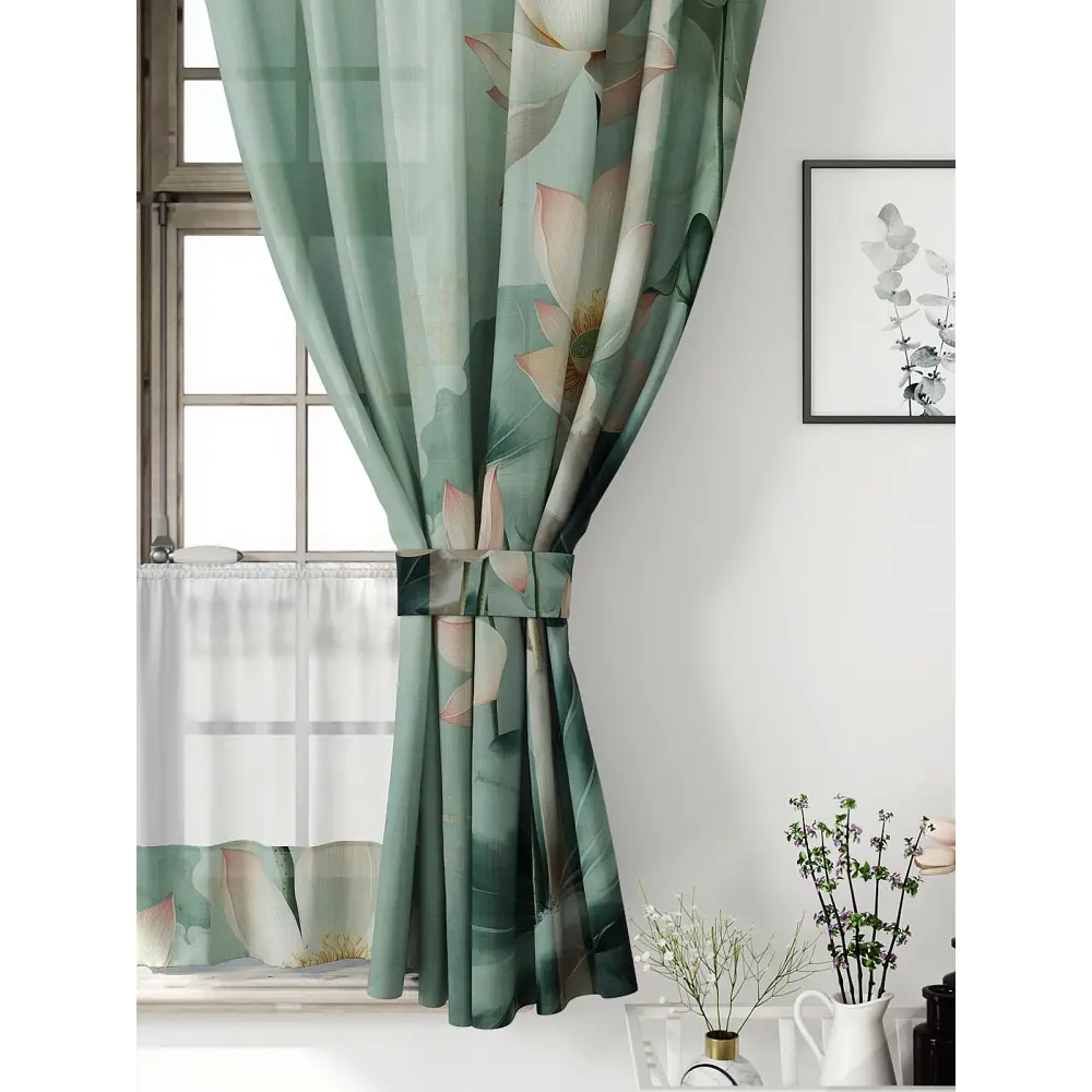 Фото 5 Комплект штор Comfy way CW705115-160 на шторной ленте 160x150 см цвет бежевый, бирюзовый Фото 5 Комплект штор Comfy way CW705115-160 на шторной ленте 160x150 см цвет бежевый, бирюзовый