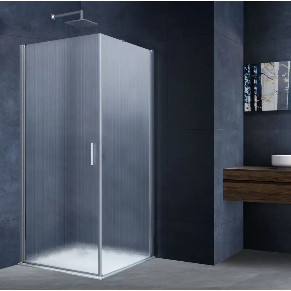 Фото Душевой уголок Vincea Alpha VSR-3ALP9090MT квадратный 90x90см хромированный профиль эффект стекла структурный Фото Душевой уголок Vincea Alpha VSR-3ALP9090MT квадратный 90x90см хромированный профиль эффект стекла структурный