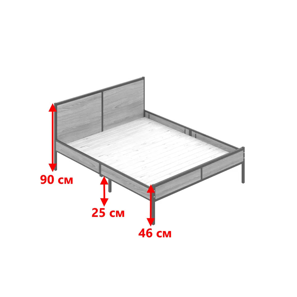Фото 4 Кровать Solarius Kr120loft-van-black-full 125 x 90 x 206 см сосна цвет бежевый