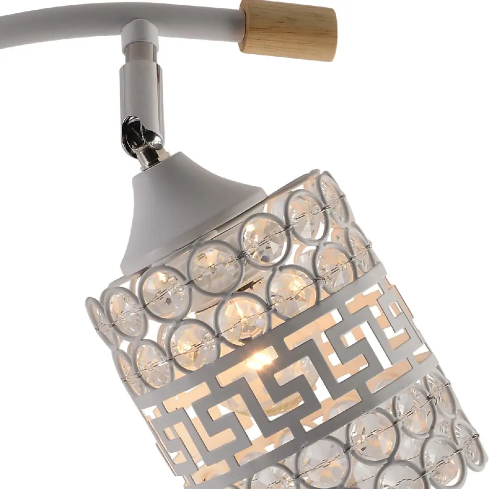 Фото 8 Люстра на штанге Reluce 01588-0.3-02 wh+cr+wood 2 лампы 12 м² цвет хром белый прозрачный