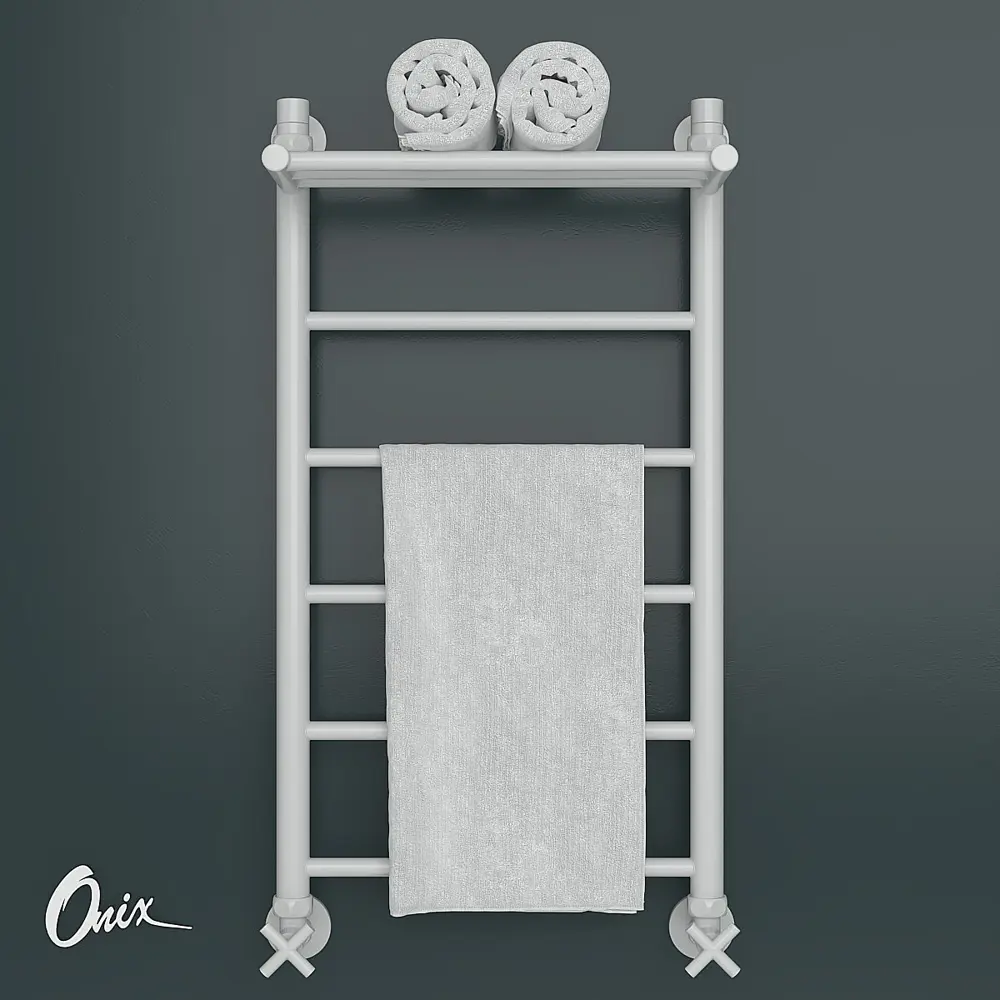 Фото 2 Полотенцесушитель водяной лестница Onix Classic plus pro white 80x40 см нижняя подводка нержавеющая сталь цвет белый Фото 2 Полотенцесушитель водяной лестница Onix Classic plus pro white 80x40 см нижняя подводка нержавеющая сталь цвет белый