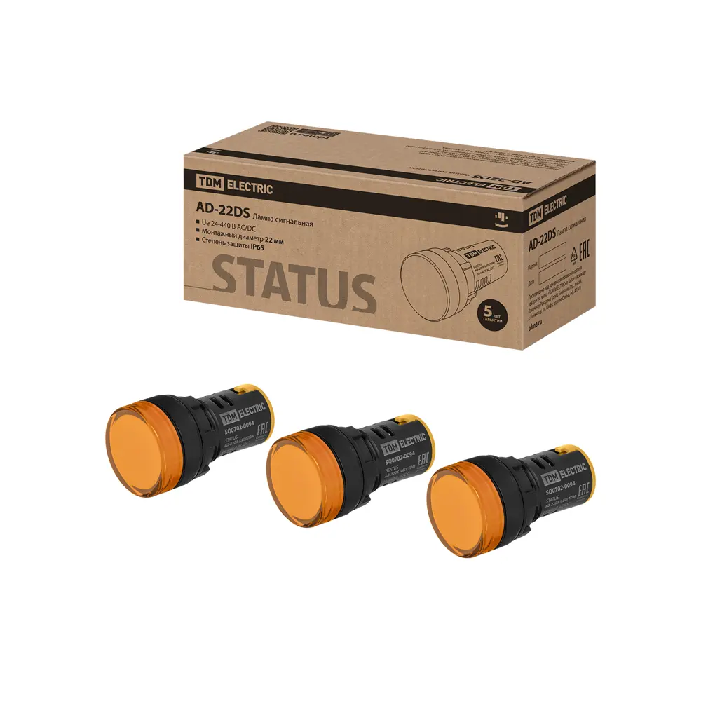 Фото Лампа сигнальная Tdm electric Status AD-22DS D22 мм 24-440 В AC/DC цвет желтый 10 шт. Фото Лампа сигнальная Tdm electric Status AD-22DS D22 мм 24-440 В AC/DC цвет желтый 10 шт.