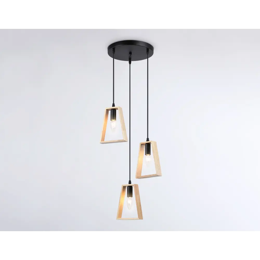 Фото 2 Светильник подвесной Ambrella Light Traditional Ambr_tr80499 3 лампы 7.07 м² цвет светлое дерево/черный Фото 2 Светильник подвесной Ambrella Light Traditional Ambr_tr80499 3 лампы 7.07 м² цвет светлое дерево/черный