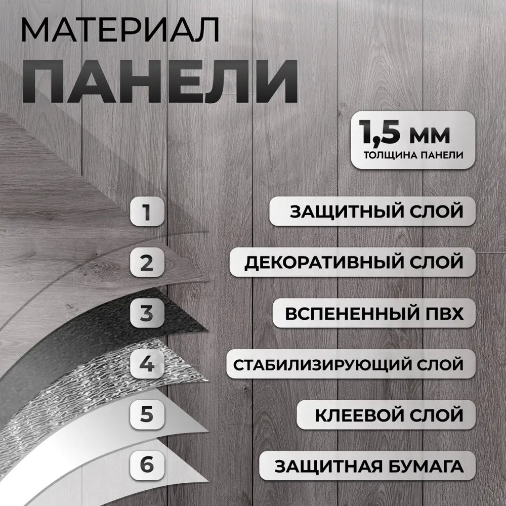 Фото 5 ПВХ плитка Novafloor Stepper Oak Grey 31 класс толщина 1.50 мм 2.787 м², цена за упаковку Фото 5 ПВХ плитка Novafloor Stepper Oak Grey 31 класс толщина 1.50 мм 2.787 м², цена за упаковку