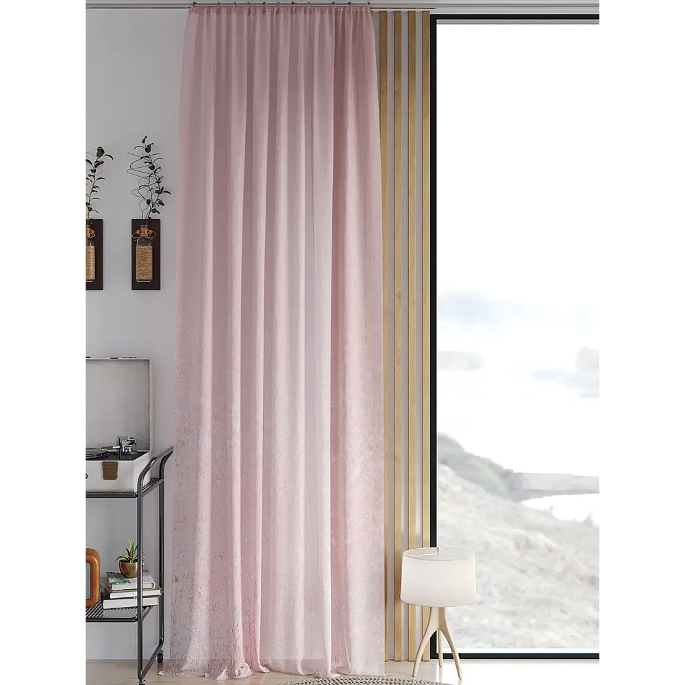 Фото Тюль Helga Базовая коллекция HH542214 на шторной ленте 260x150 см цвет розовый
